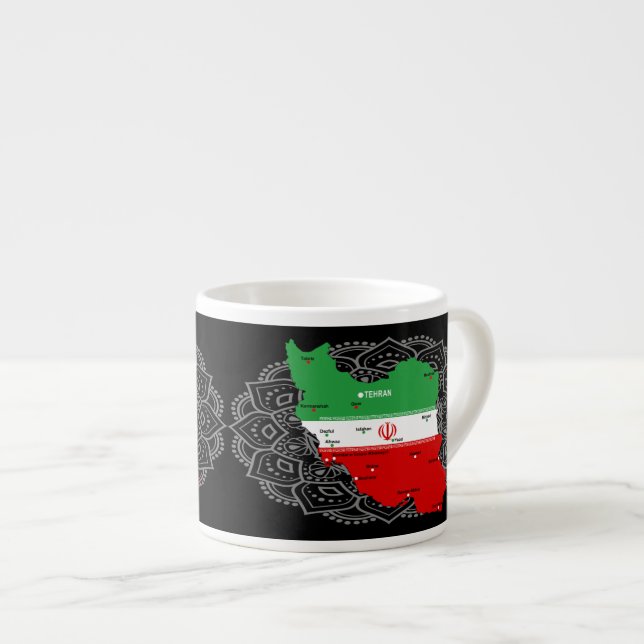 Iran karta med flagga och emblem espressomugg (Framsida höger)