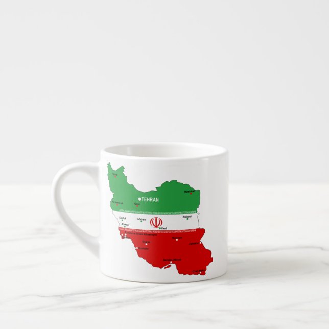 Iran Karta med Flagga och Emblem Espressomugg (Vänster)