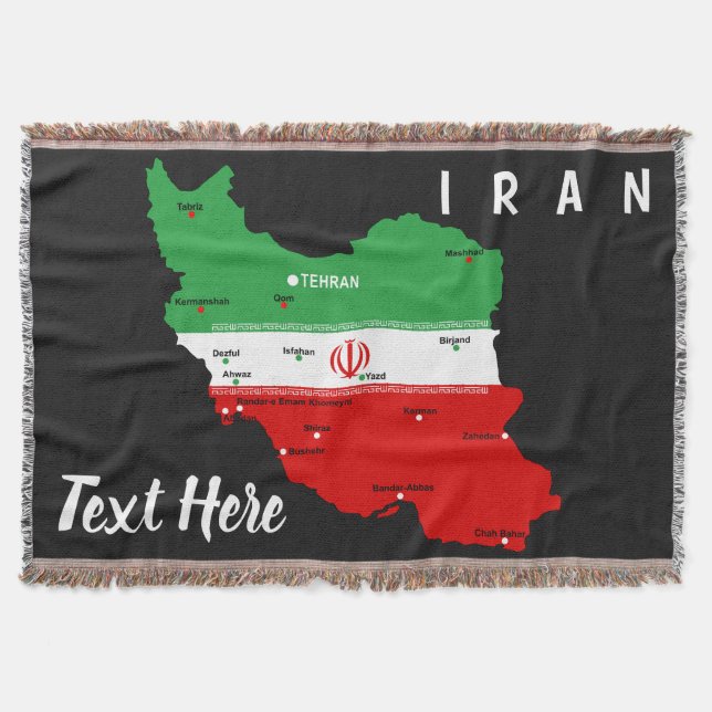 Iran karta med flagga och emblem filt (Framsidan)