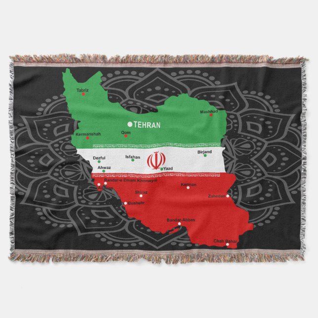 Iran Karta med flagga och emblem Filt (Framsidan)