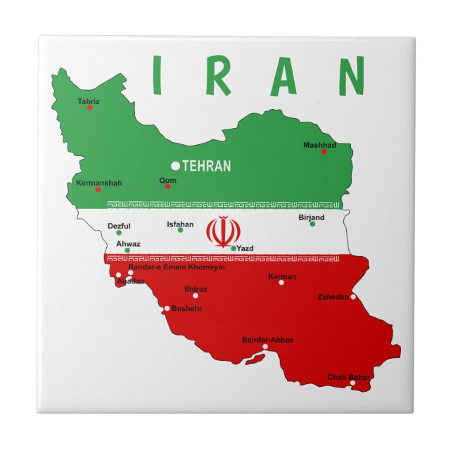 Iran Karta med flagga och emblem Kakelplatta (Framsidan)