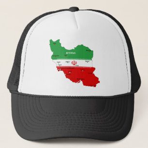 Iran karta med flagga och emblem keps