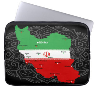 Iran karta med flagga och emblem laptop fodral