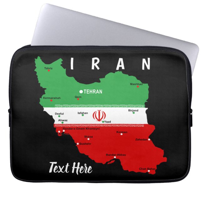 Iran Karta med flagga och emblem Laptop Fodral (Framsidan)