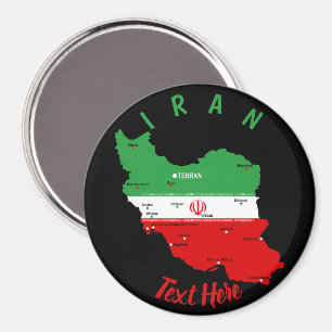 Iran Karta med Flagga och Emblem Magnet