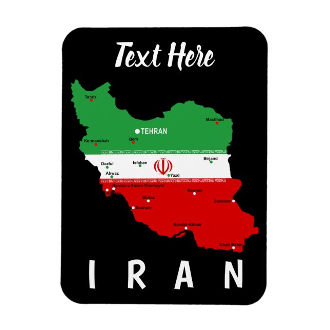 Iran Karta med flagga och emblem Magnet (Vertikal)