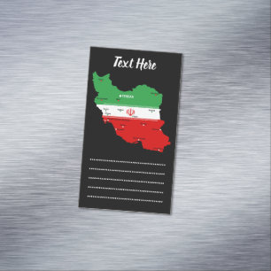 Iran Karta med flagga och emblem Magnetiska Visitkort