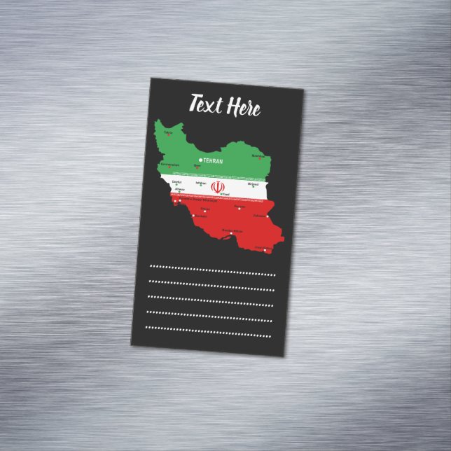 Iran Karta med flagga och emblem Magnetiska Visitkort (In Situ)