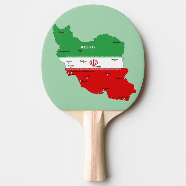 Iran Karta med Flagga och Emblem Pingisracket (Framsidan)