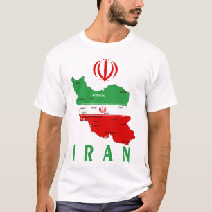 Iran Karta med flagga och emblem T Shirt