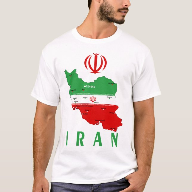Iran Karta med flagga och emblem T Shirt (Framsida)