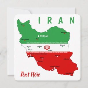 Iran Karta med flagga och emblem Tack Kort