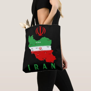 Iran Karta med flagga och emblem Tygkasse