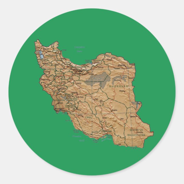 Iran Kartpåse Runt Klistermärke (Framsida)