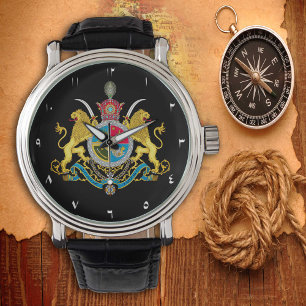 Iran klocka, Imperial vapen 1925-1979 /svart Armbandsur