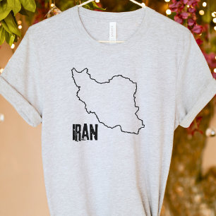 Iran Landkartor Iranska Nationella Gränsen Kontur T Shirt