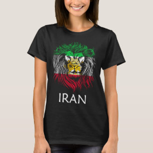 Iran Lejon Head Flagga Iran T Shirt