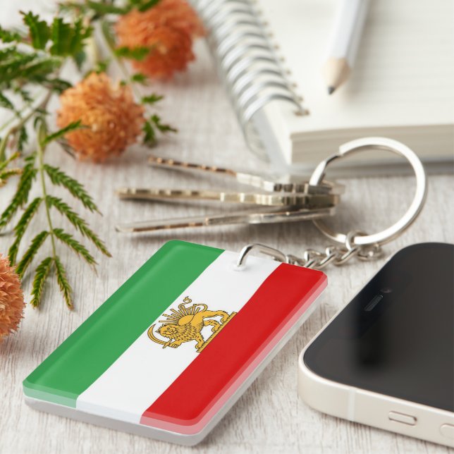 IRAN Lejon och Sol Flagga Akryl Nyckelring (Högra Framsidan)