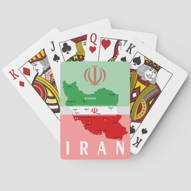Iran Map with Flag and Emblem Casinokort (Baksidan)