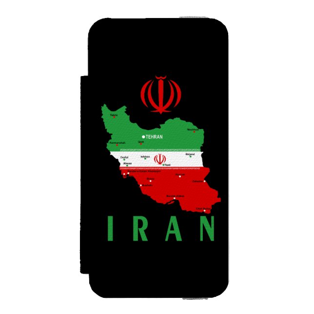 Iran Map with Flag and Emblem Incipio iPhone Wallet Skal (Folio Framsidan)