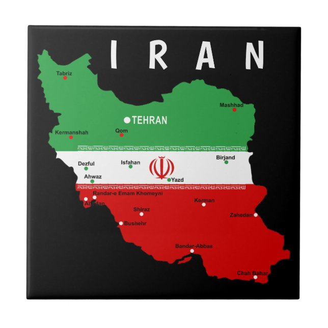 Iran Map with Flag and Emblem Kakelplatta (Framsidan)