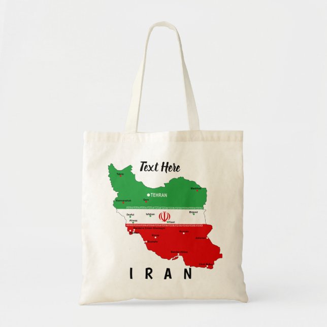 Iran Map with Flag and Emblem Tygkasse (Framsidan)
