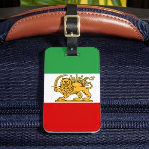 Iran, persiska flagga med Lejon, Shah of Iran Bagagebricka
