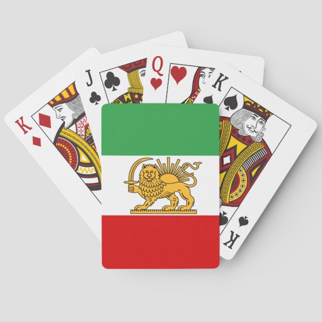 Iran, persiska flagga med Lejon, Shah of Iran Casinokort (Baksidan)
