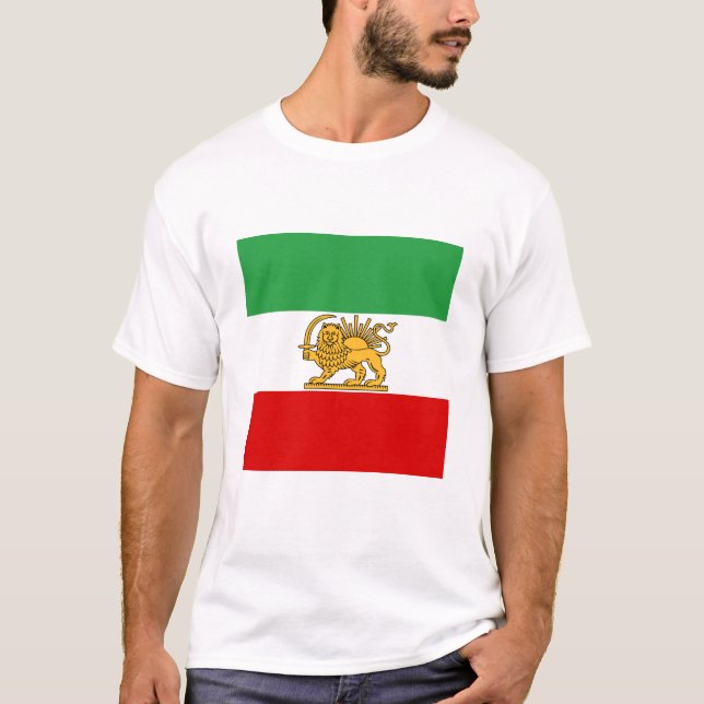Iran, persiska flagga med Lejon, Shah of Iran T Shirt (Framsida)