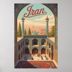 Iran Siluett Illustration Resa Konst Vintage Poster