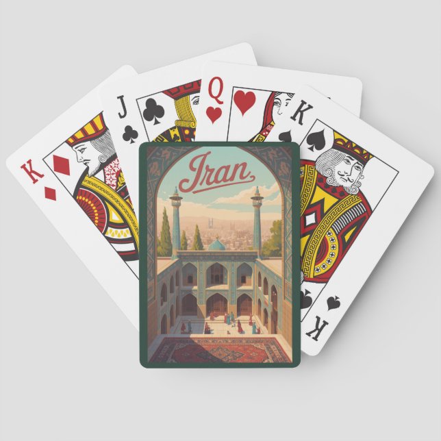 Iran Skyline Illustration Travel Art Vintage Casinokort (Baksidan)