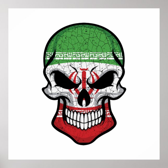 Iran Smiling Skull Flagga Poster (Framsidan)