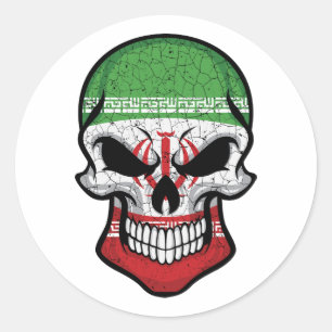 Iran Smiling Skull Flagga Runt Klistermärke