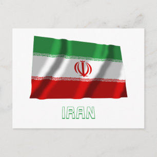Iran som viftar Flagga med Namn Vykort