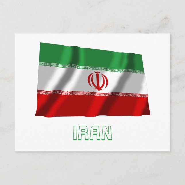Iran som viftar Flagga med Namn Vykort (Framsida)