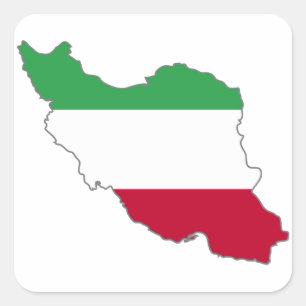 Iran Tricolor Flagga Karta Fyrkantigt Klistermärke