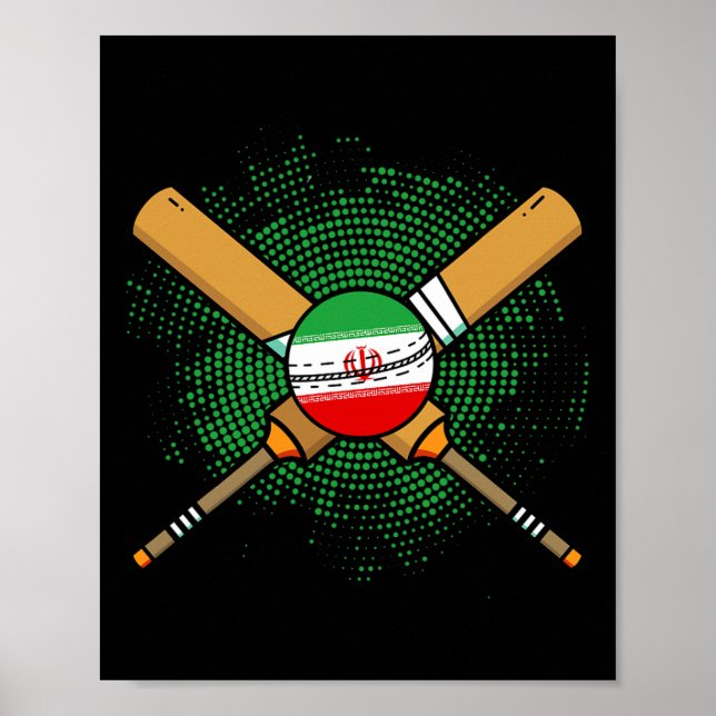 Iranian Cricket Racket And Ll Flag Of Iran  Poster (Framsidan)