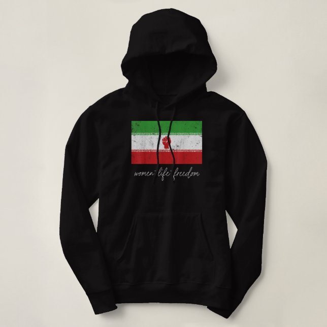 Iranian Flag Female with Fist Support Women of Ira T Shirt (Design framsida)