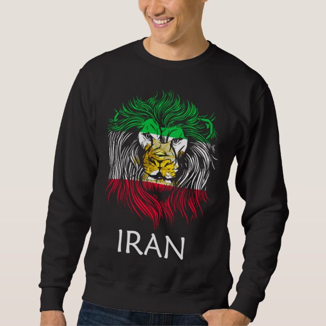 Iranian Lion Head Flag Iran Lång Ärmad Tröja (Framsida)