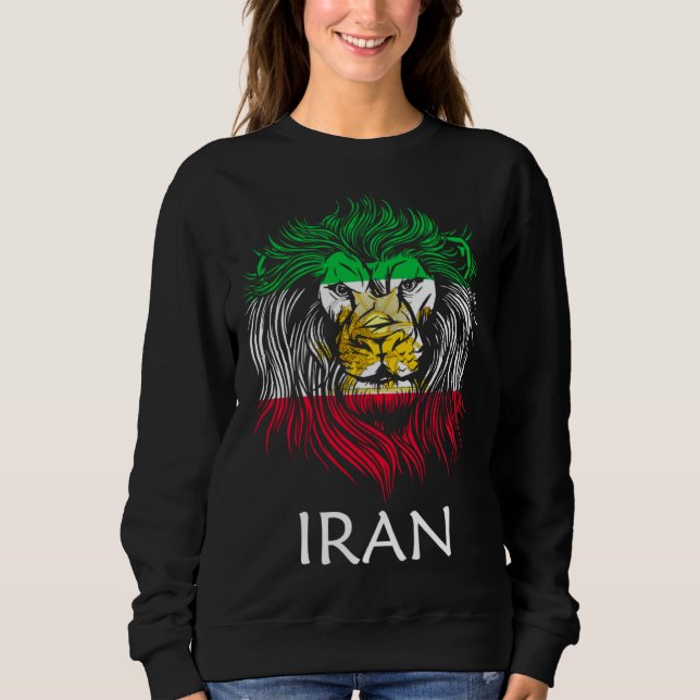 Iranian Lion Head Flag Iran T Shirt (Framsida)