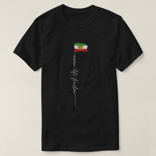 Iranian lion sun Flag Female Fist Support Women of T Shirt (Design framsida)