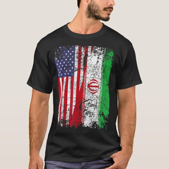 IRANIAN ROOTS Halamerikanska Flagga IRAN FLAGGA T Shirt (Framsida)