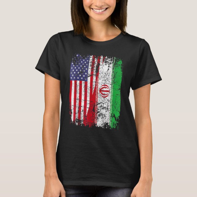 IRANIAN ROOTS Halamerikanska Flagga IRAN FLAGGA T Shirt (Framsida)