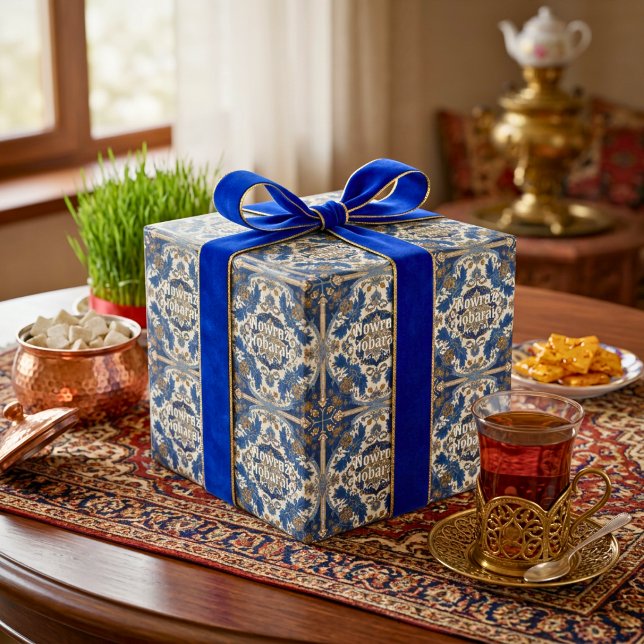 Iraniernas Nyår Nowruz Fest Gåvor Klinker Presentpapper (Iranian New Year Nowruz Party Gifts Tiles Wrapping Paper)