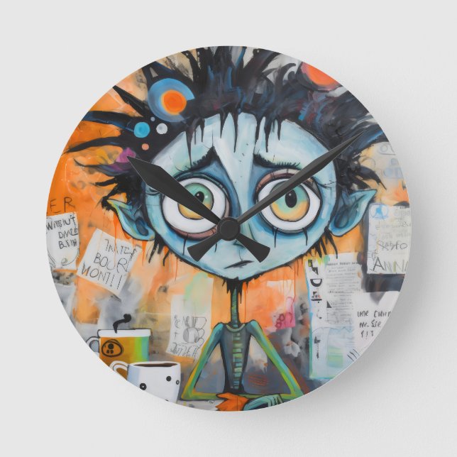 Iranovan Inkwell måndag morgon stollig Rund Klocka (Framsida)