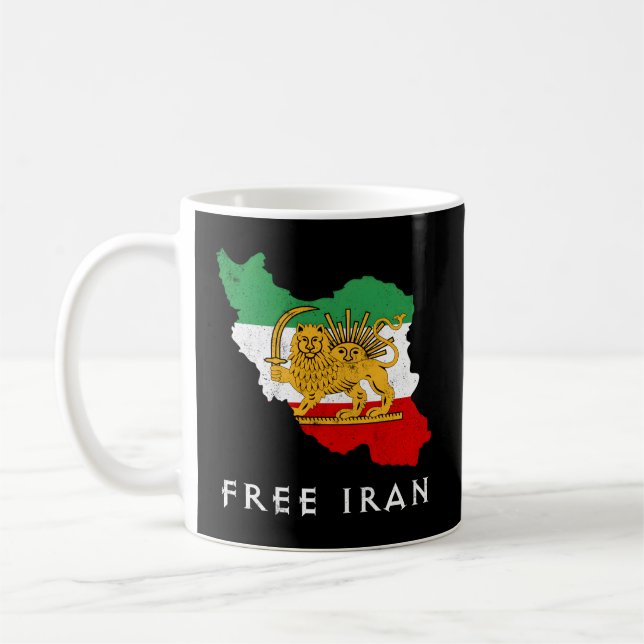Irans Flagga Karta Lejona Sol Sword Free Iran Supp Kaffemugg (Vänster)