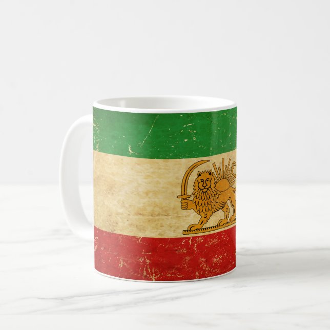 Irans flagga Lejon och Sol Shah av Iran Flagga Kaffemugg (Framsida vänster)