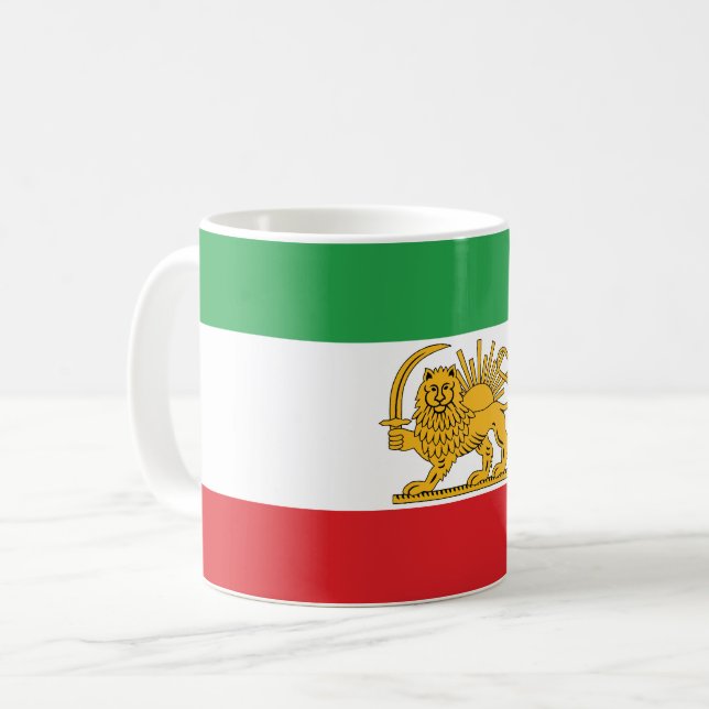 Irans flagga Lejon Och Sol Shah av Iran Flagga Kaffemugg (Framsida vänster)