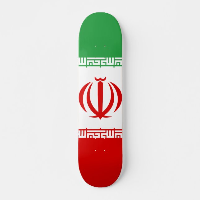 Irans flagga mini skateboard bräda 18,5 cm (Framsida)
