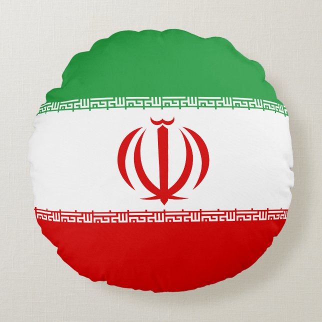 Irans flagga rund kudde (Framsidan)